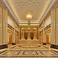 Sacred Religious Hall Featuring Golden Statues Lotus Ceiling Carved Walls And Intricate Floors