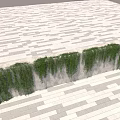 Lush Vines Covering Stone Wall with Blue Sky White Clouds Reflected in Puddle