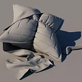 Soft Light Colored Fabric Pillow With Folded Design For Home Decor 3d model