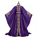 Elegant Purple Traditional Robe With Intricate Gold Embroidery And Flowing Sleeves