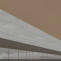 Modern Commercial Landscape With Buildings Green Roofs Circular Plaza Central Fountain Steps And Green Belts
