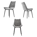 Modern Grey Velvet Accent Chair with Black Metal Legs and Streamlined Design