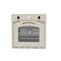 Vintage Style Beige Kitchen Oven With Glass Door And Brass Handle