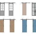 Various Design Barn Doors With Glass Panels And Wooden Frames In Different Colors