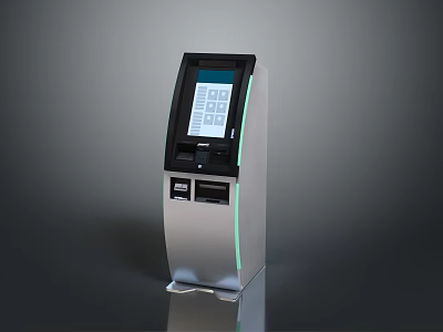 Modern Self Service Kiosk With Touchscreen Interface And Payment Slot Design 3d model
