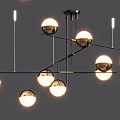 Modern Sphere Chandelier with Metal Structure and Multiple Illuminated Light Bulbs 3d model