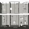 Modern Shower Room Interior with Glass Enclosure and Stylish Wall Mounted Shower Head
