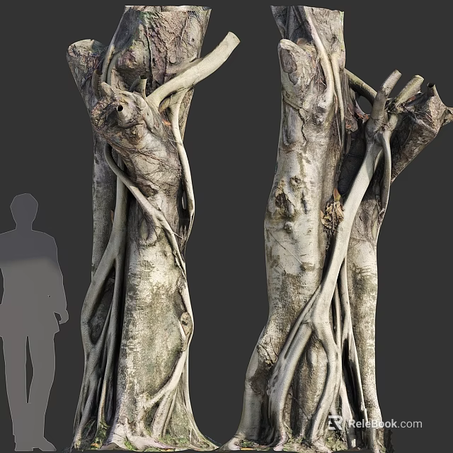 Rustic Garden Ornaments With Tree Stumps Twisted Vines And Intricate Roots 3d model 