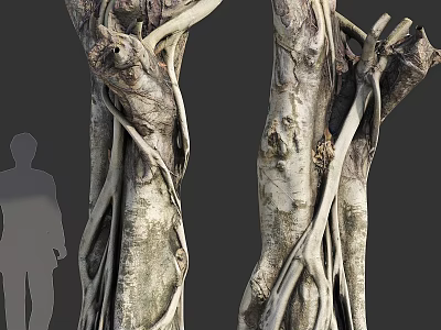 Rustic Garden Ornaments With Tree Stumps Twisted Vines And Intricate Roots 3d model