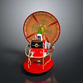 Colorful Toy Ferris Wheel with Red Base Orange Wheel Green Yellow Decorations and Small Cabins