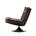 Brown Velvet Upholstered Accent Chair With Button Tufted Back And Round Black Base