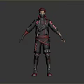 Game Character With Red Hair Black Gloves And Black Red Outfit As Fantasy Creature