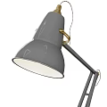Modern Adjustable Arm Table Lamp With Gray Shade And Brass Accents 3d model