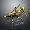 3D Rendered Mechanical Wasp Character With Yellow Black Body And Detailed Wings