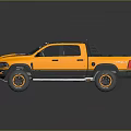 Yellow Off Road Pickup Truck With Black Roof And Red Seats