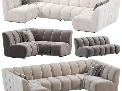 Modern Sectional Sofa with Different Colors Modular Design and Comfortable Cushions 3d model