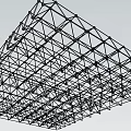 3D Geometric Architectural Grid Framework Featuring Interconnected Triangular Wireframe Design