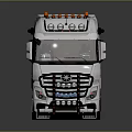 White Truck Cab With Roof Warning Lights Front Headlights Stylish Grille And Modern Design