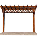 Wooden Garden Pergola with Lattice Top Design and Stone Base Platform Structure