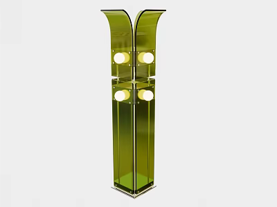 Modern Green Glass Floor Lamp With Vertical Structure And Four Lights 3d model