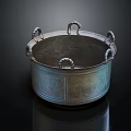 Ancient Bronze Household Container With Loop Handles And Decorative Patterns 3d model