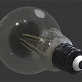 Transparent Light Bulb With Visible Filament And Textured Surface On Gray Background