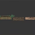 Wooden Garden Furniture Set Including Benches And Planter Box With Green Plants