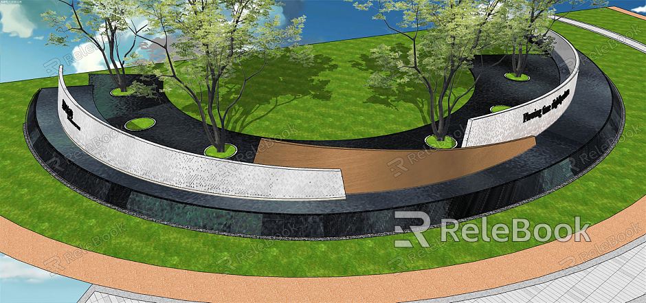 Modern landscape wall Curved landscape wall Special-shaped curved surface stacked water water landscape low wall model