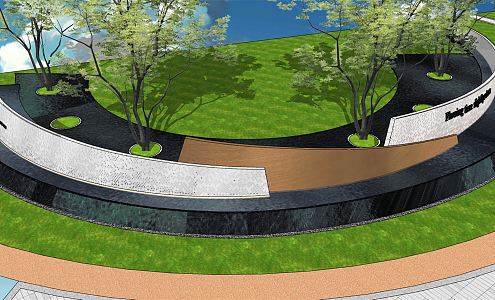 Modern landscape wall Curved landscape wall Special-shaped curved surface stacked water landscape low wall 3d model