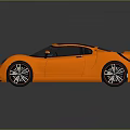 Orange Sports Car 3D Model With Sleek Body Black Roof And Stylish Wheels