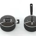 Black Cookware Set With Lids And Double Handles For Kitchen Use