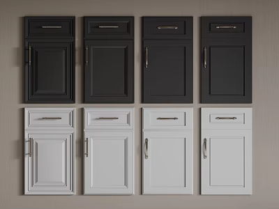 Black And White Kitchen Cabinet Doors In Modern Design Display Arrangement 3d model
