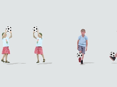 Sports children playing football model