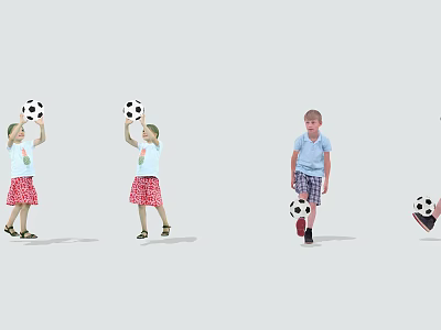 Two Girls Holding Footballs While Playing Together 3d model