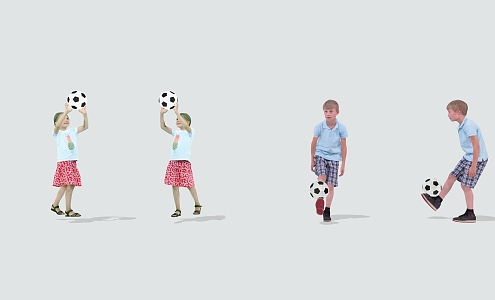 Sports children playing football 3d model