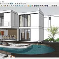 Modern Detached Villa With White Exterior Large Windows Swimming Pool And Terrace