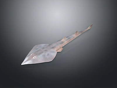 Spotted Flat Bodied Aquatic Ray With Long Tail In Dark Underwater Environment 3d model