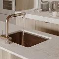 Stylish Modern Kitchen Sink With Contemporary Faucet And Light Quartz Countertop
