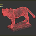 Gray Puma Sculpture in Standing Pose with Square Base and Realistic Design Details