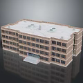 Multi Story Brick Residential Building With Multiple Windows Roof Equipment And Entrance Steps