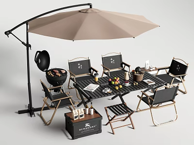 Modern Outdoor Table and Chair Camping Table and Chair Outdoor Table and Chair Folding Table and Chair Food and Beverage Sunshade 3d model