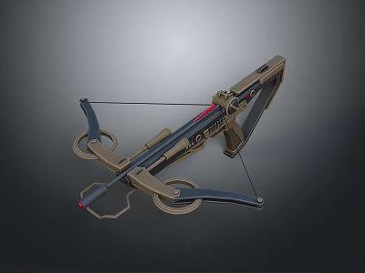 Tactical Modern Crossbow Weapon With Mechanical Pulley System And Red Accents 3d model