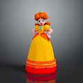 3D Princess Character in Yellow Dress with Orange Hair White Gloves and Crown
