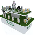 Display Shelf for Milk Products with Green Grass White Fence and Cow Models