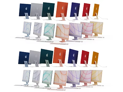 Colorful Modern Computer Monitors With Various Hues And Sleek Design Arrangement 3d model