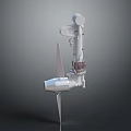 White Mechanical Arm Structure With Rotating Parts And Industrial Metal Design