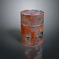 Rusted Metal Oil Barrel With Weathered Surface On Dark Background 3d model