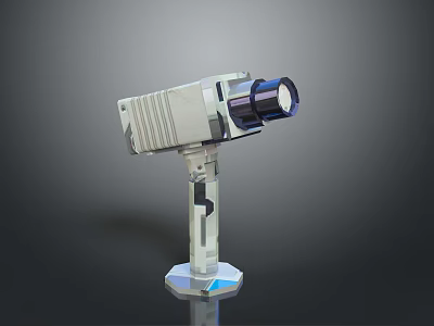 High Precision Computer 3D Scanner With Silver Gray Body And Hexagonal Base 3d model