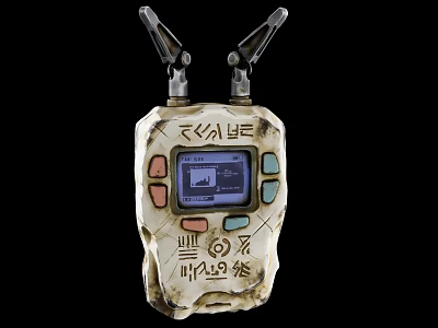 Vintage Handheld Electronic Device With Carved Texture Display Screen And Colorful Buttons 3d model