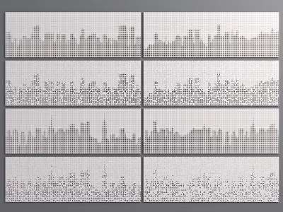 Modern Creative Feature Wall With Geometric Patterns Dot Matrix Various Textures Design Ideas 3d model